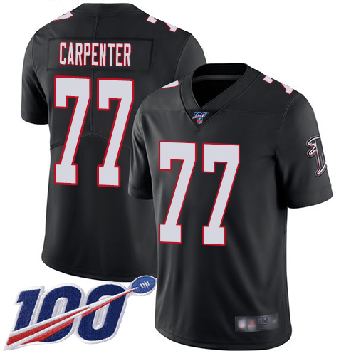 Atlanta Falcons Limited Black Men James Carpenter Alternate Jersey NFL Football #77 100th Season Vapor Untouchable